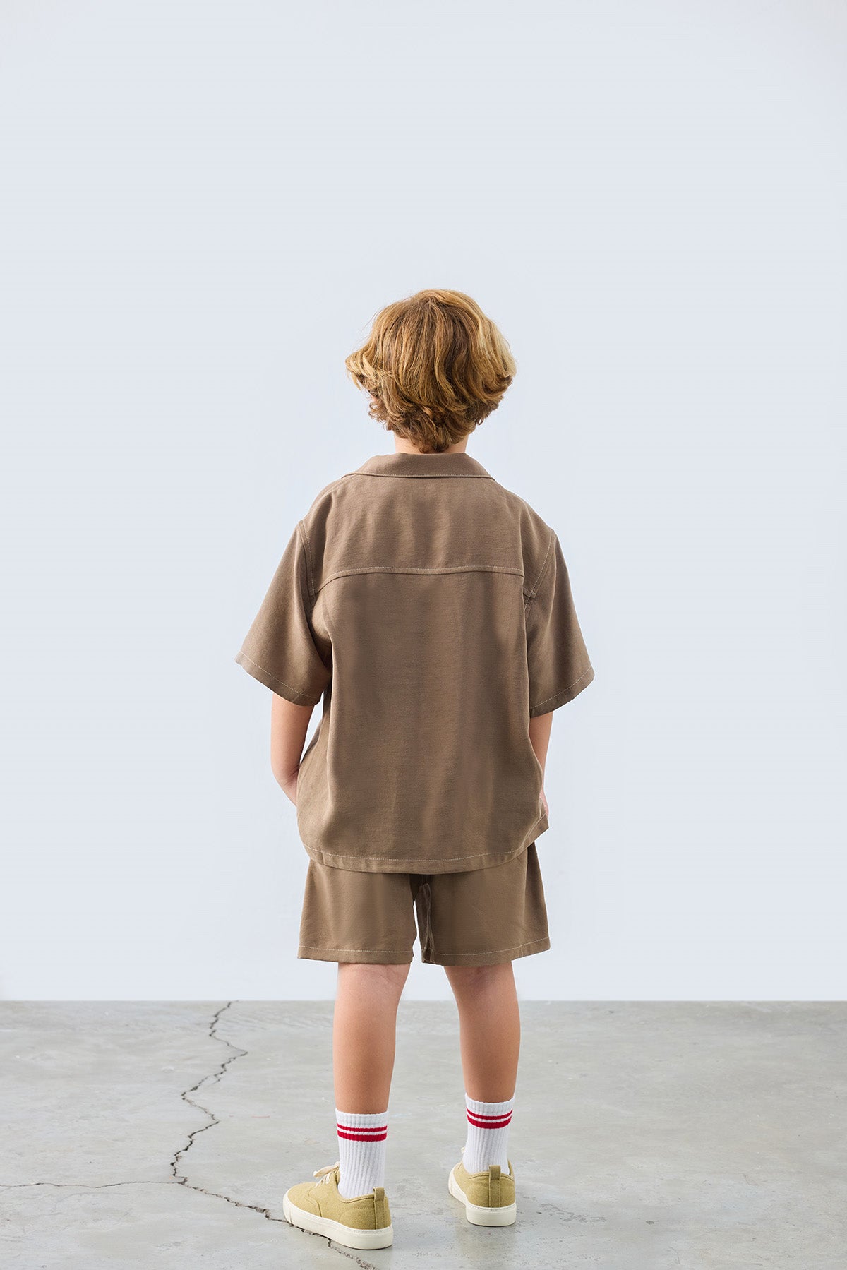 Coco Contrast Stitch Shirt & Shorts Set for kids from Lunette's Sweet & Salty SS26 collection, Kuwait