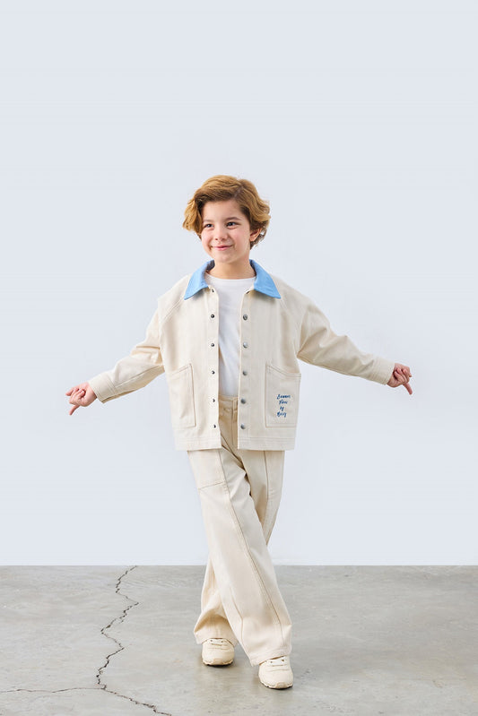 Milo Ecru Jacket for kids from Lunette's Sweet & Salty SS26 collection, Kuwait