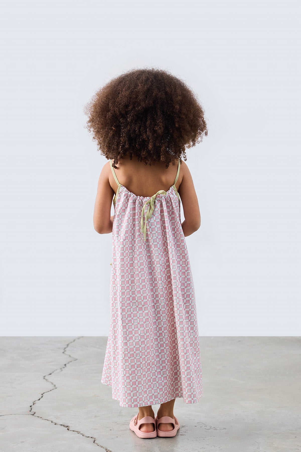 Nona Patterned Strappy Midi Dress for kids from Lunette's Sweet & Salty SS26 collection, Kuwait