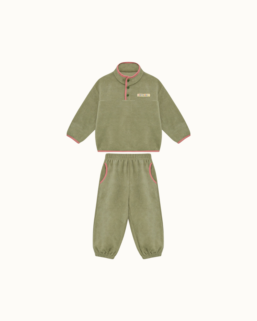 Olive Half-Snap Fleece Set