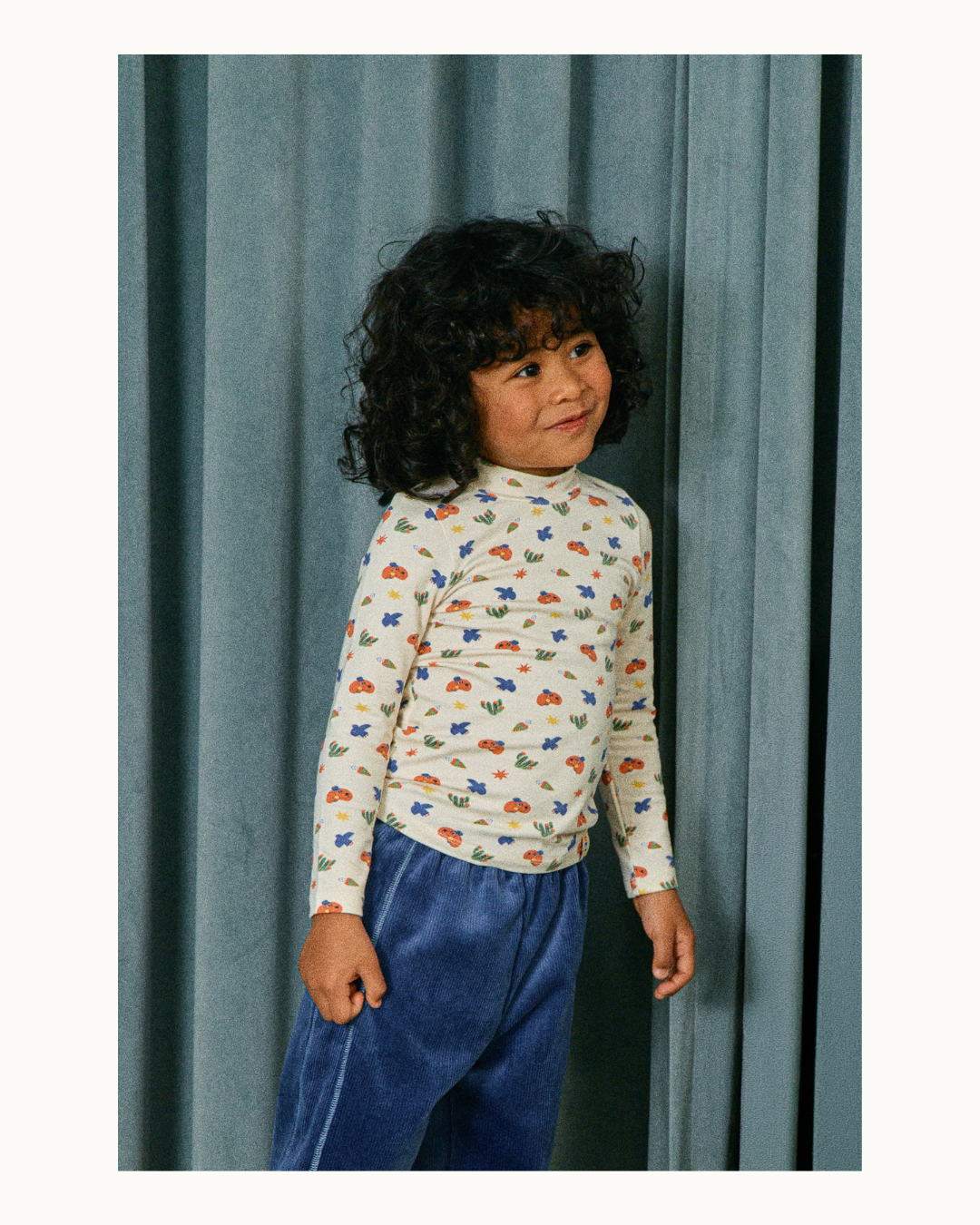 Puppy Print Pima Blend Turtleneck Top
