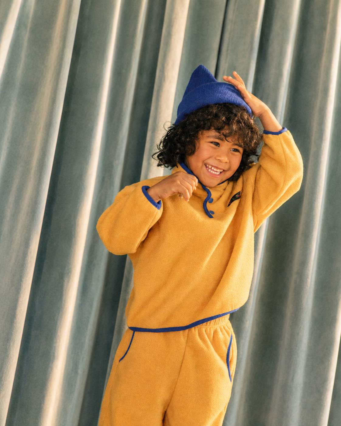 Orange Pop Half-Snap Fleece Set