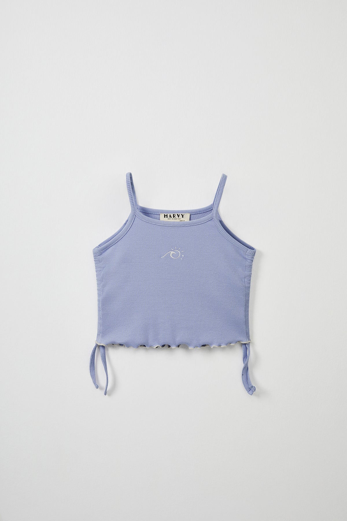 Blue ribbed strap blouse & mini shorts set for kids from Lunette's Sweet & Salty SS26 collection, Kuwait