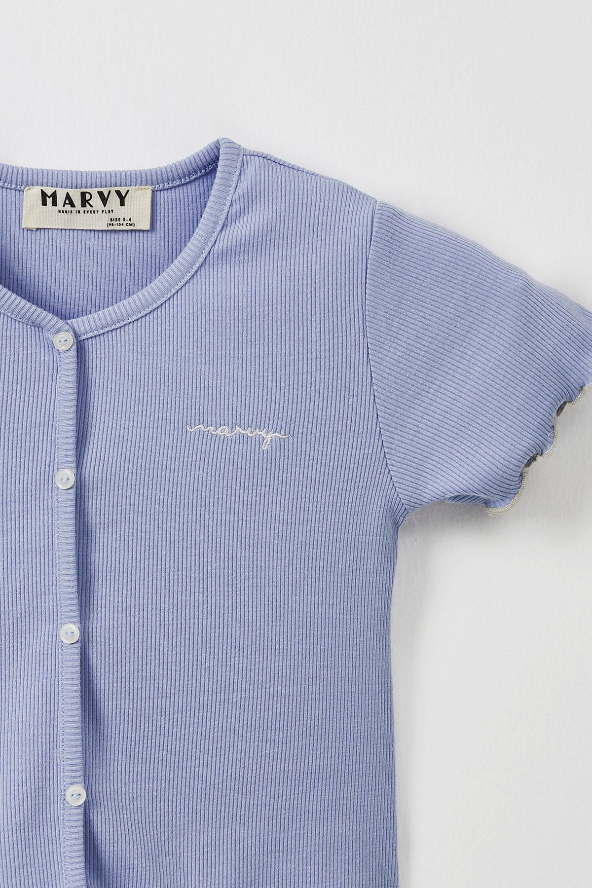 Blue ribbed t-shirt & tights set for kids from Lunette's Sweet & Salty SS26 collection, Kuwait