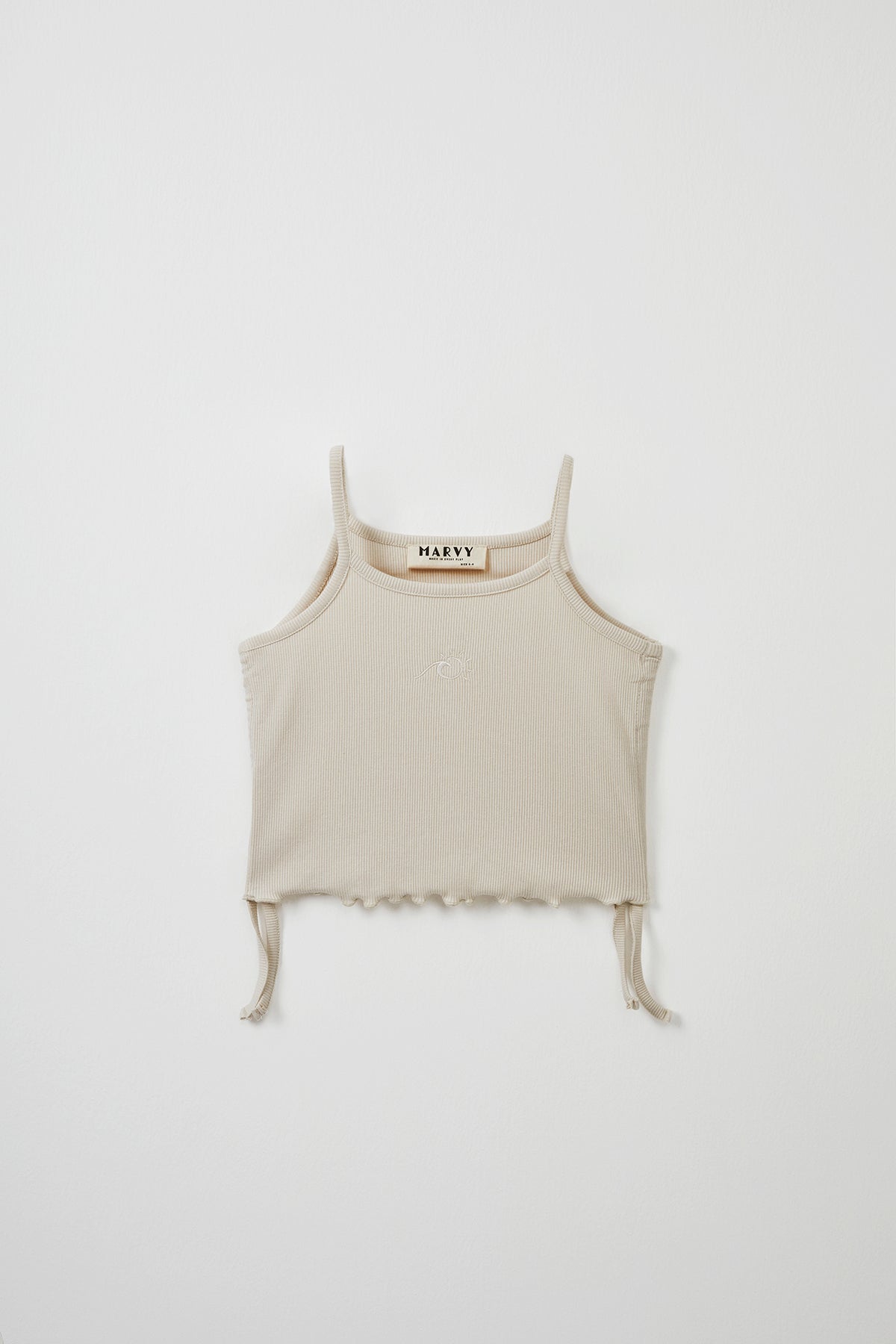 Ecru ribbed strap blouse & mini shorts set for kids from Lunette's Sweet & Salty SS26 collection, Kuwait