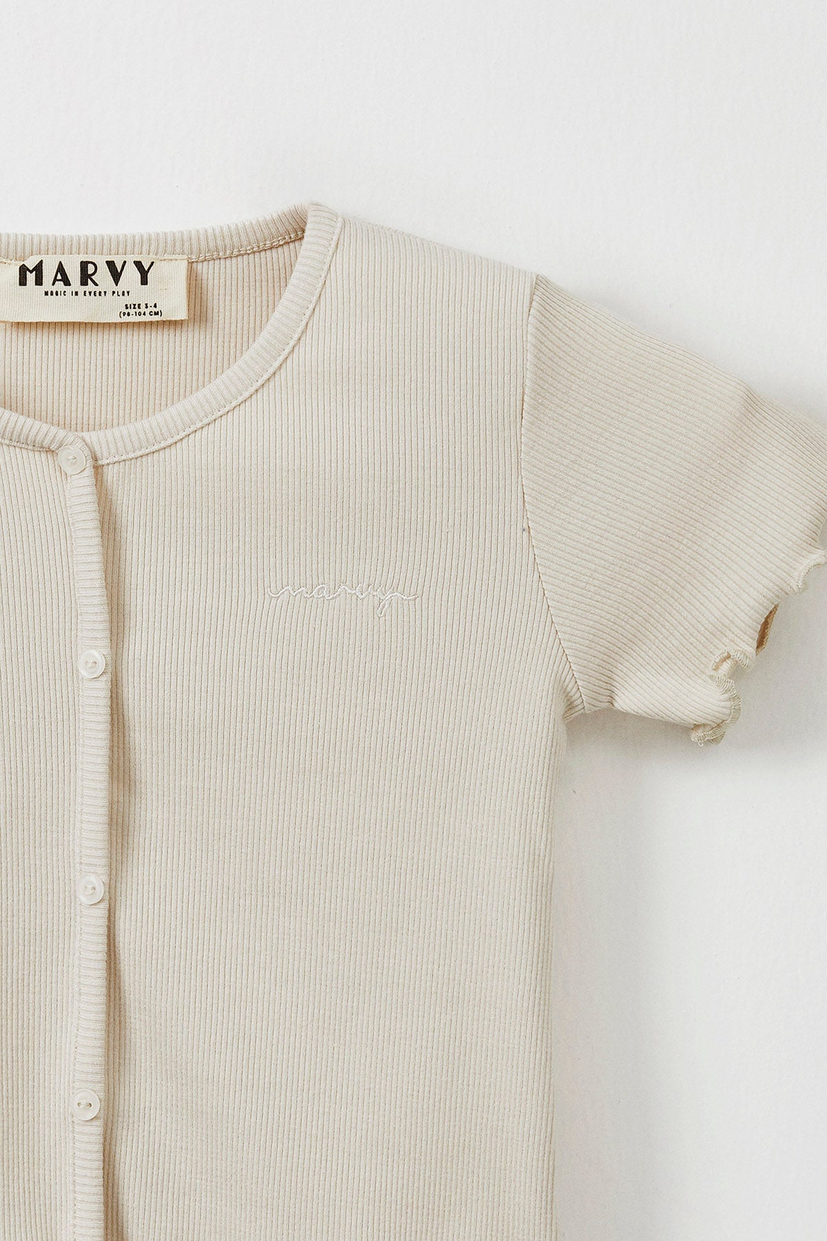 Ecru ribbed t-shirt & tights set for kids from Lunette's Sweet & Salty SS26 collection, Kuwait