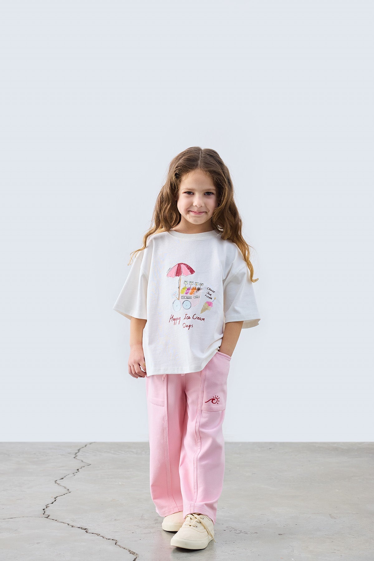 Happy Ice Cream Days Printed Oversize T-Shirt for kids from Lunette's Sweet & Salty SS26 collection, Kuwait
