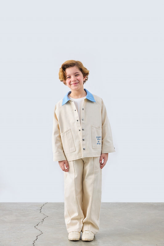 Milo Ecru Jacket for kids from Lunette's Sweet & Salty SS26 collection, Kuwait