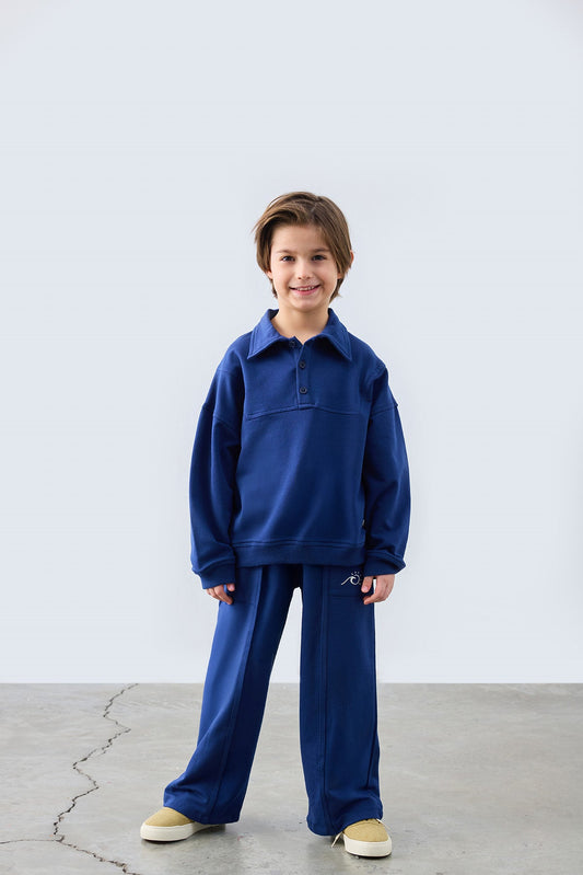 Navy Blue oversize t-shirt for kids from Lunette's Sweet & Salty SS26 collection, Kuwait