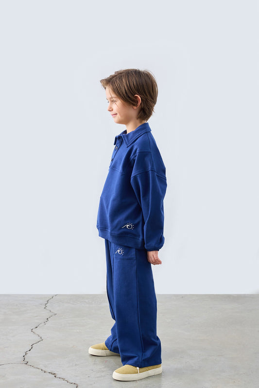 Navy Blue oversize t-shirt for kids from Lunette's Sweet & Salty SS26 collection, Kuwait