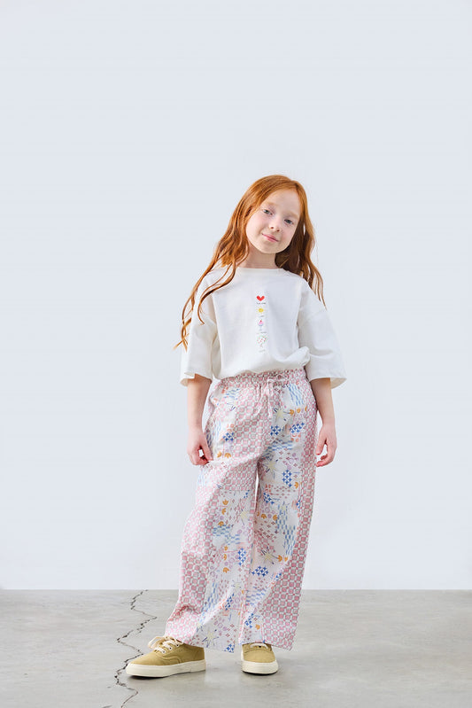 Nona Patch Patterned Trousers for kids from Lunette's Sweet & Salty SS26 collection, Kuwait