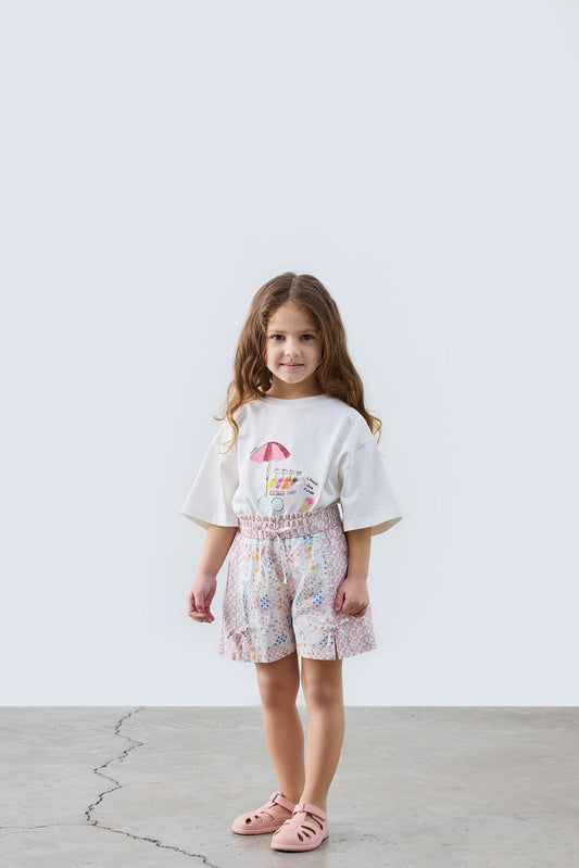 Nona Patch Patterned Shorts for kids from Lunette's Sweet & Salty SS26 collection, Kuwait