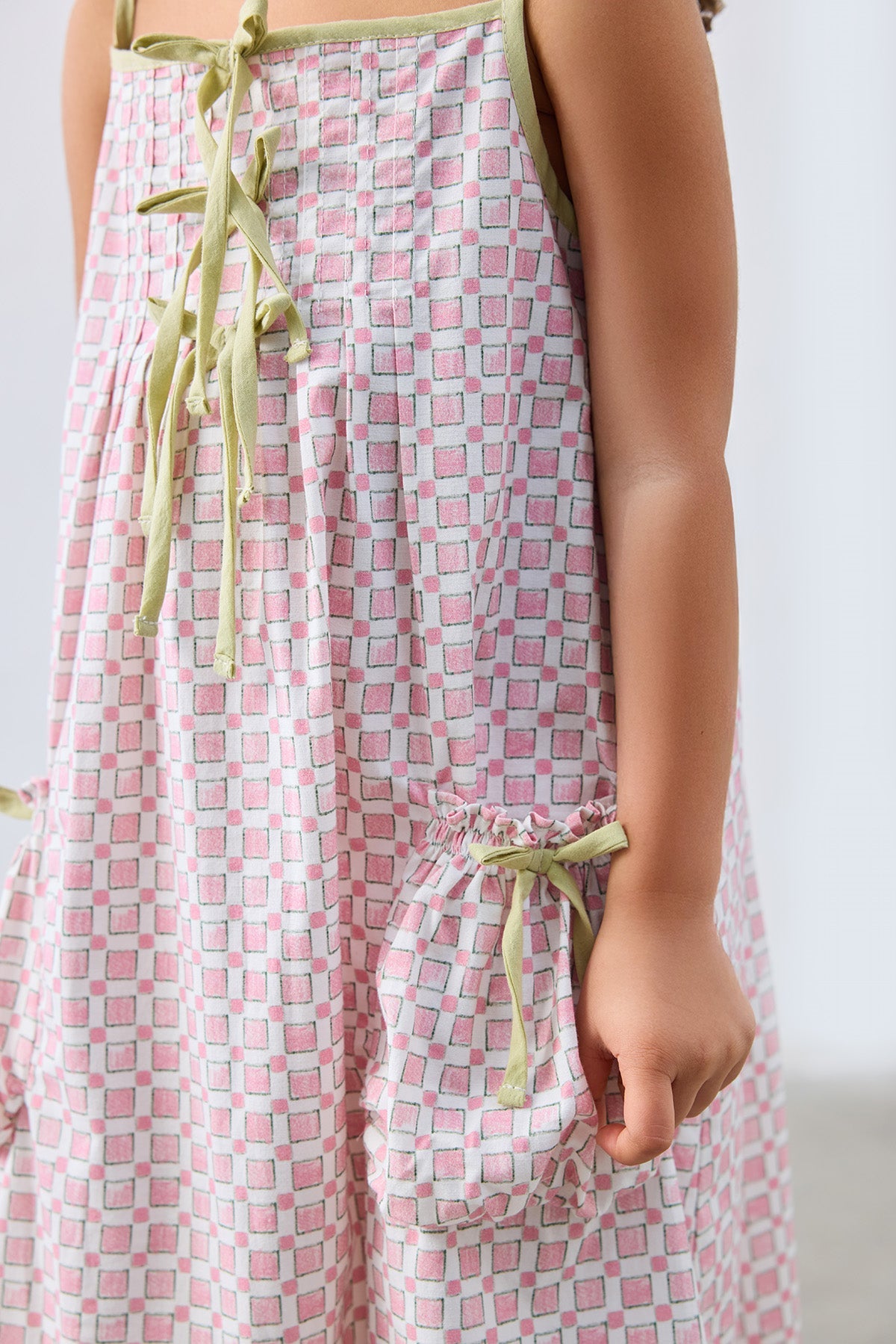 Nona Patterned Strappy Midi Dress for kids from Lunette's Sweet & Salty SS26 collection, Kuwait