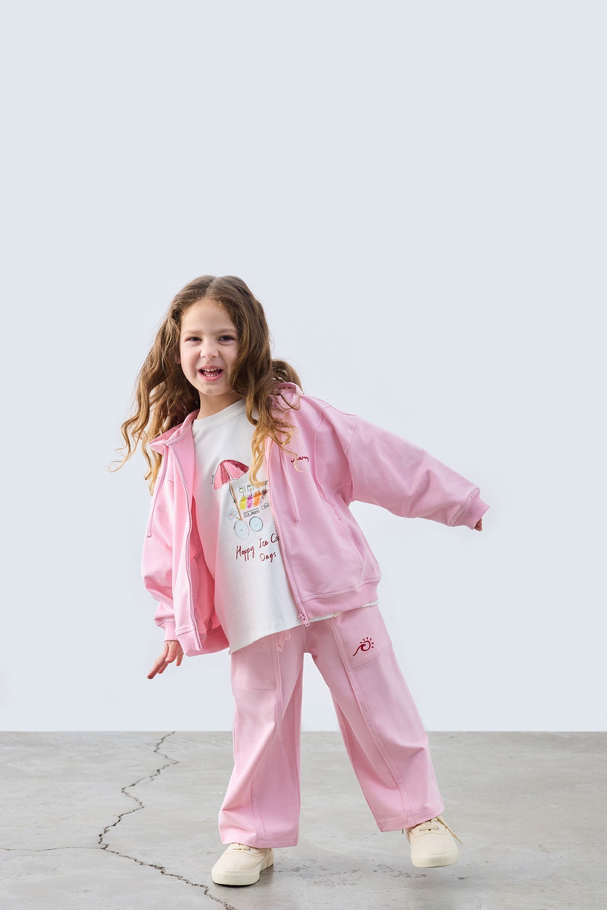 Pink Zip-up Hoodie Sweatshirt for kids from Lunette's Sweet & Salty SS26 collection, Kuwait