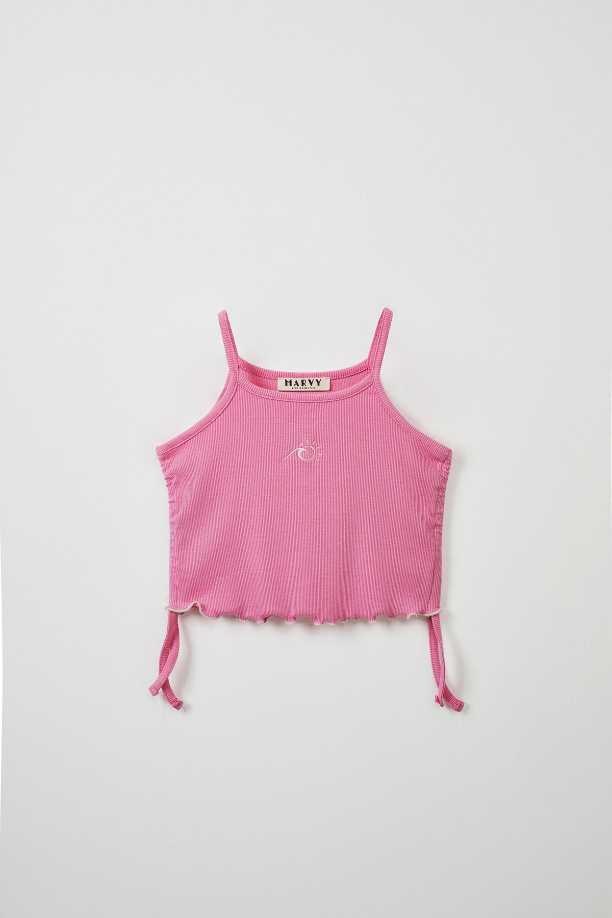 Pink ribbed strap blouse & mini shorts set for kids from Lunette's Sweet & Salty SS26 collection, Kuwait