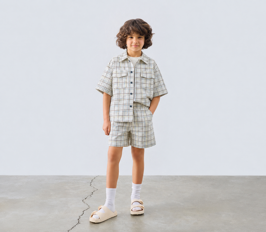 Plaid Patterned Shorts for kids from Lunette's Sweet & Salty SS26 collection, Kuwait