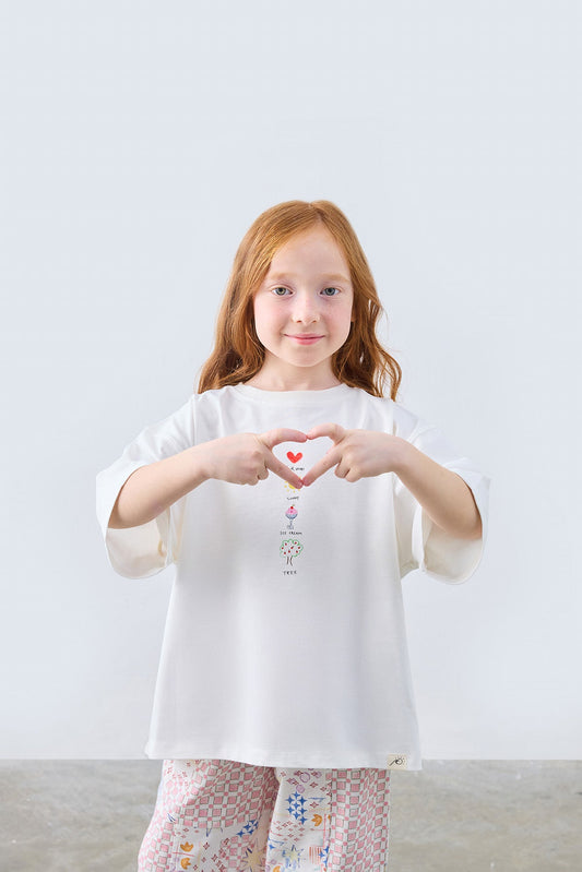 Sweet Mood Printed Oversize T-Shirt for kids from Lunette's Sweet & Salty SS26 collection, Kuwait